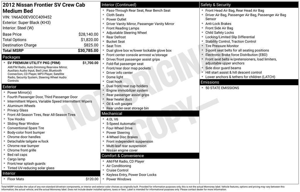 used 2012 Nissan Frontier car, priced at $8,915