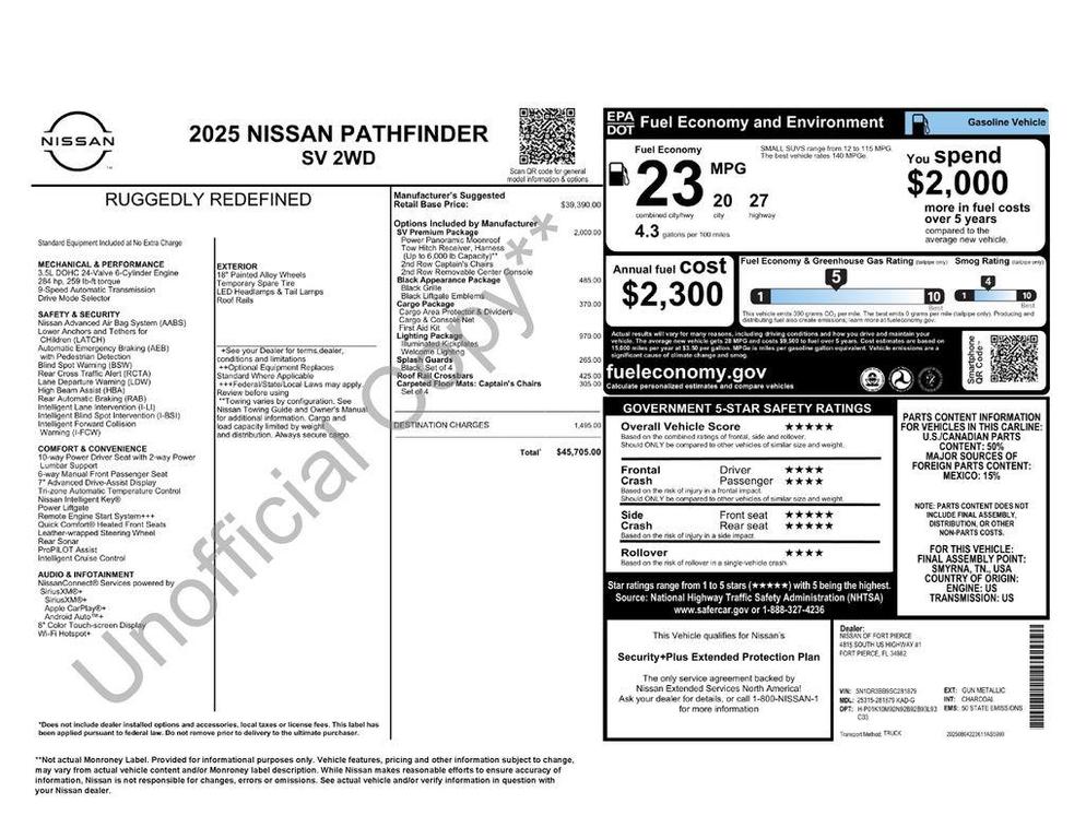 new 2025 Nissan Pathfinder car, priced at $37,506