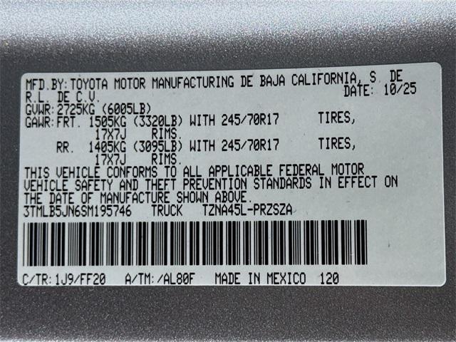 new 2025 Toyota Tacoma car, priced at $47,644