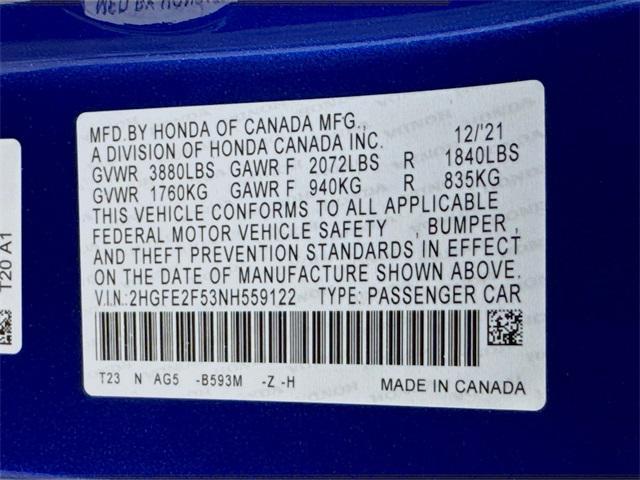 used 2022 Honda Civic car, priced at $23,799