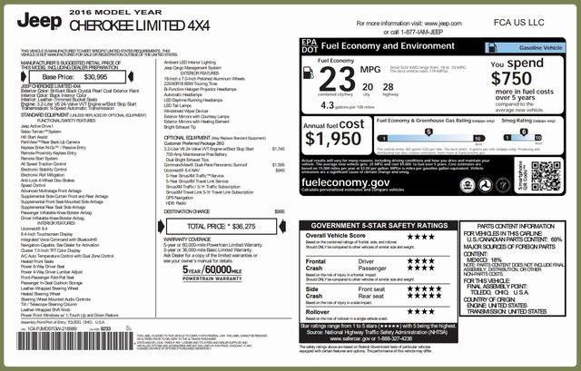 used 2016 Jeep Cherokee car, priced at $9,999