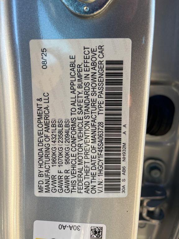 new 2025 Honda Accord car, priced at $30,210