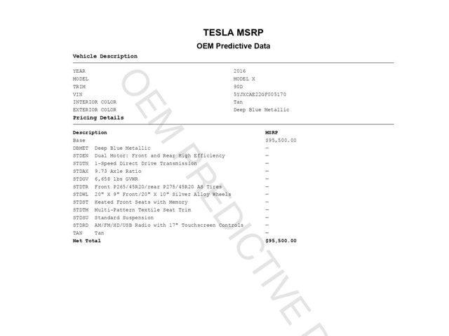 used 2016 Tesla Model X car, priced at $19,999