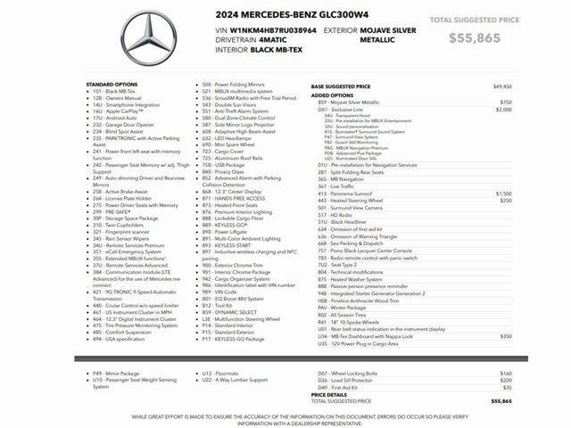 used 2024 Mercedes-Benz GLC 300 car, priced at $37,999