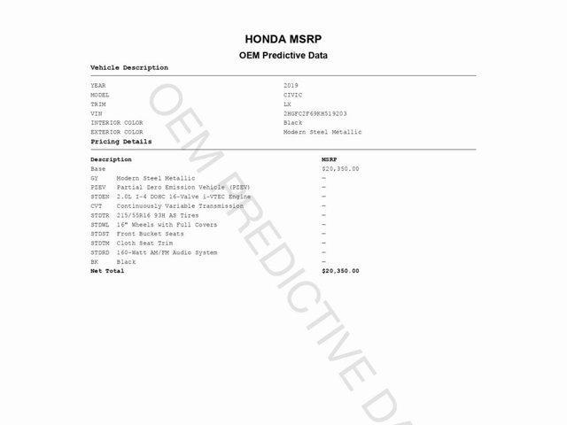 used 2019 Honda Civic car, priced at $13,499