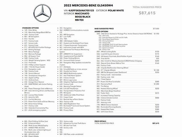 used 2022 Mercedes-Benz GLS 450 car, priced at $52,499