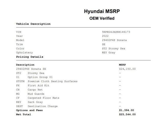 used 2022 Hyundai Sonata car, priced at $17,499