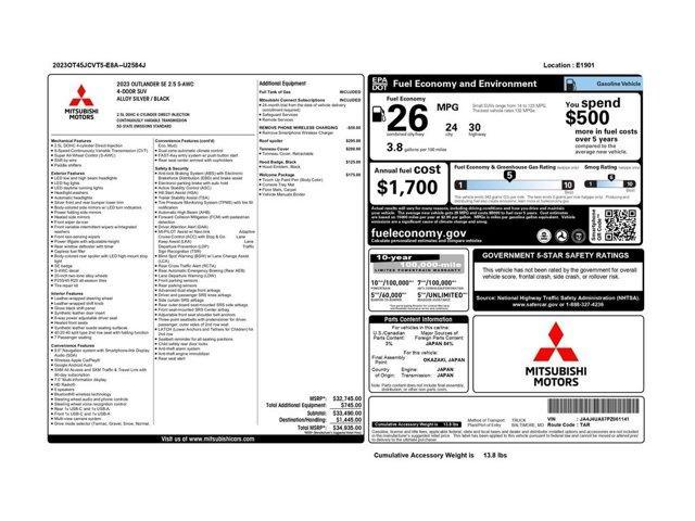 used 2023 Mitsubishi Outlander car, priced at $23,999