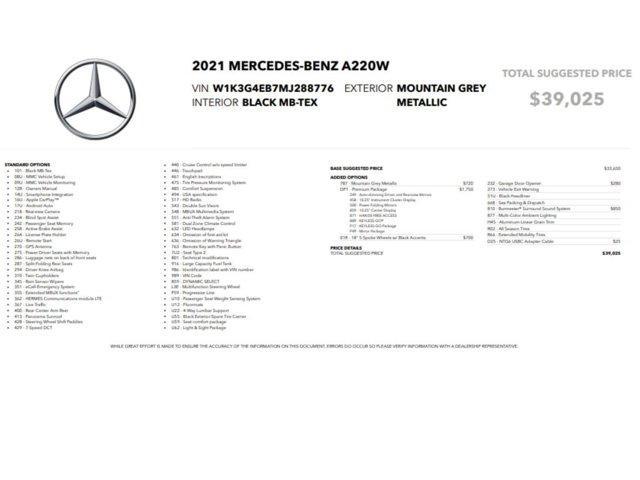 used 2021 Mercedes-Benz A-Class car, priced at $20,499