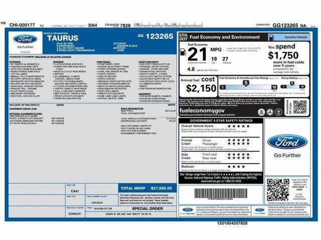 used 2016 Ford Taurus car, priced at $12,498
