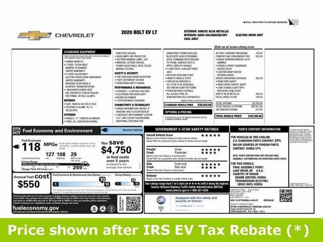 used 2020 Chevrolet Bolt EV car, priced at $10,999