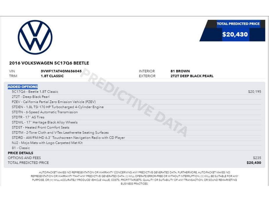 used 2016 Volkswagen Beetle car, priced at $13,899