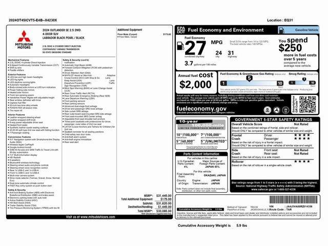 used 2024 Mitsubishi Outlander car, priced at $21,499