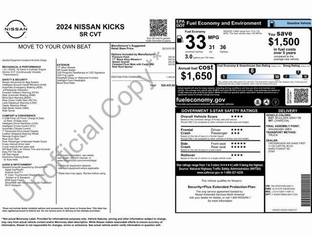 used 2024 Nissan Kicks car, priced at $17,999