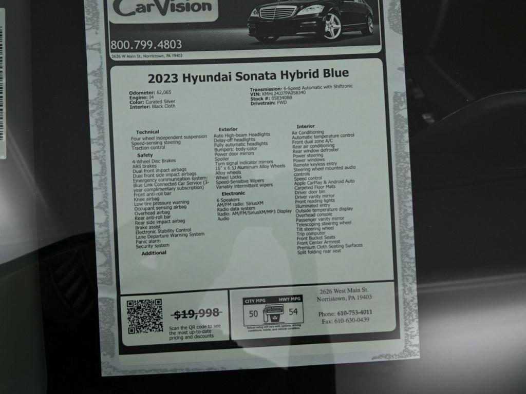 used 2023 Hyundai Sonata Hybrid car, priced at $17,499