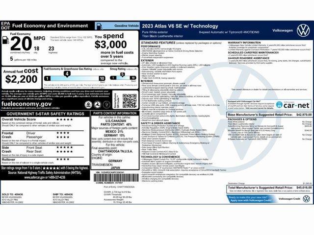 used 2023 Volkswagen Atlas car, priced at $26,799