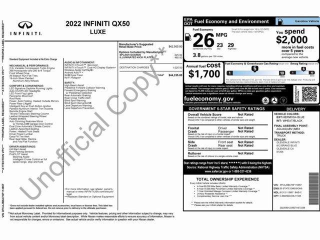 used 2022 INFINITI QX50 car, priced at $25,499