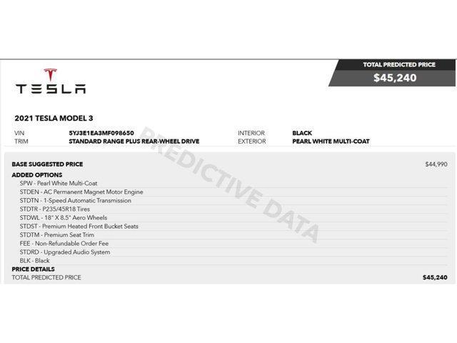 used 2021 Tesla Model 3 car, priced at $19,999