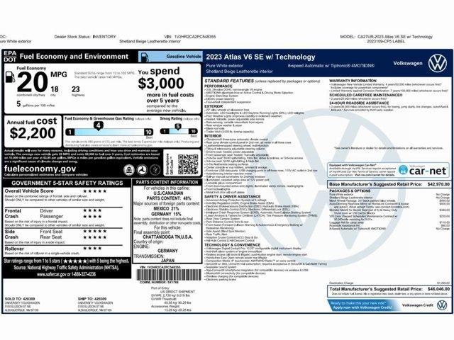 used 2023 Volkswagen Atlas car, priced at $28,499