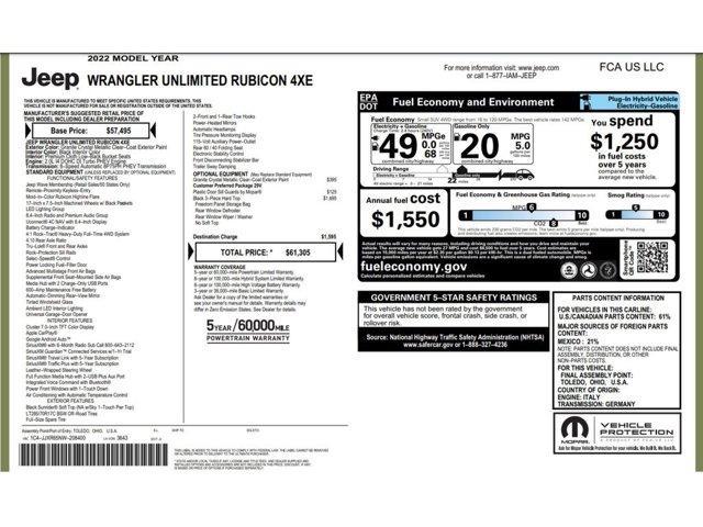 used 2022 Jeep Wrangler Unlimited 4xe car, priced at $32,999