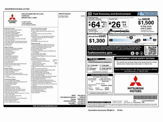 used 2023 Mitsubishi Outlander PHEV car, priced at $26,999