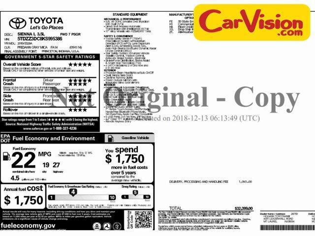 used 2019 Toyota Sienna car, priced at $23,999