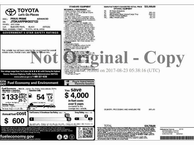 used 2017 Toyota Prius Prime car, priced at $17,499