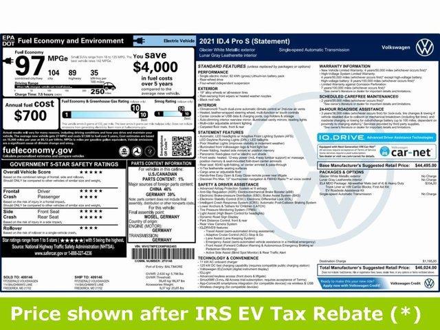 used 2021 Volkswagen ID.4 car, priced at $14,999