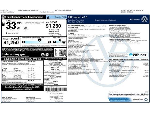 used 2021 Volkswagen Jetta car, priced at $15,999