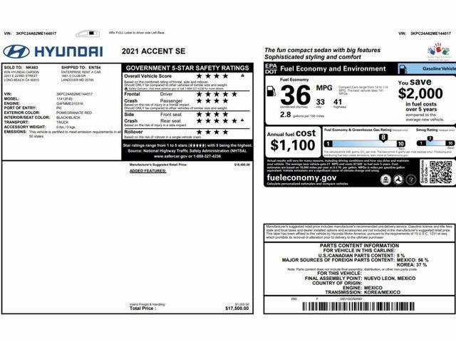 used 2021 Hyundai Accent car, priced at $12,499