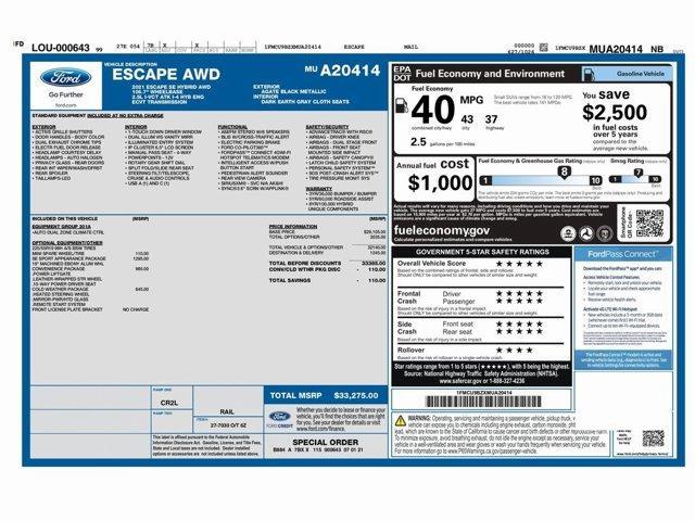 used 2021 Ford Escape car, priced at $18,499