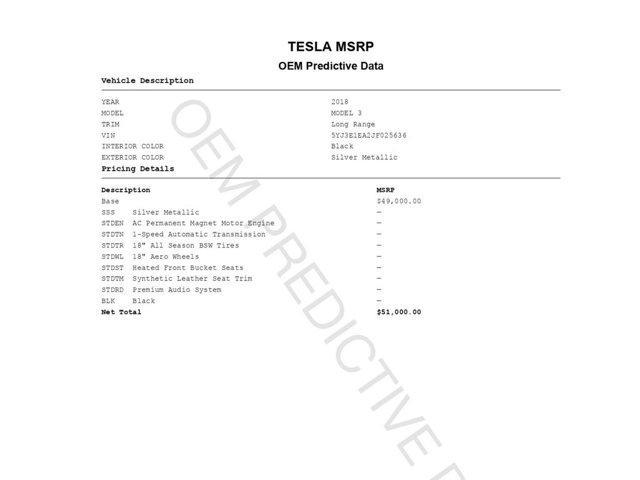 used 2018 Tesla Model 3 car, priced at $19,999