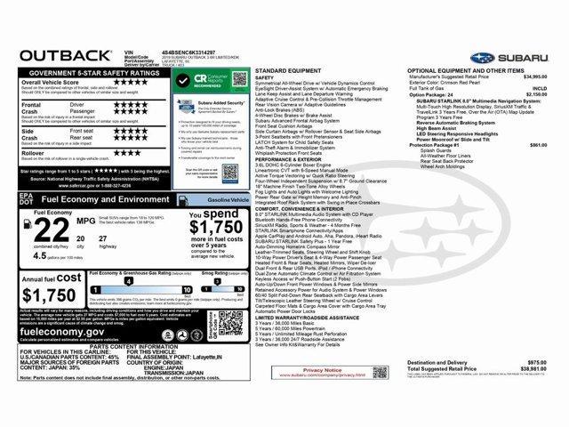 used 2019 Subaru Outback car, priced at $20,999