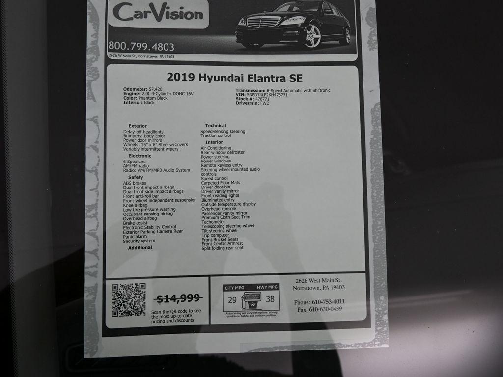 used 2019 Hyundai Elantra car, priced at $12,499