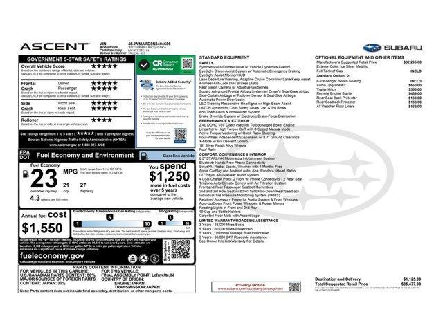 used 2022 Subaru Ascent car, priced at $21,999