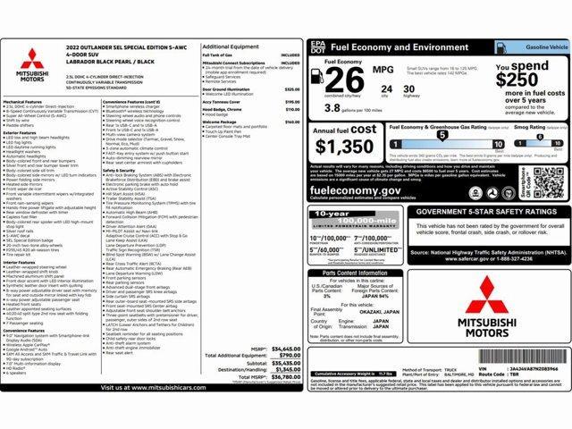 used 2022 Mitsubishi Outlander car, priced at $21,499