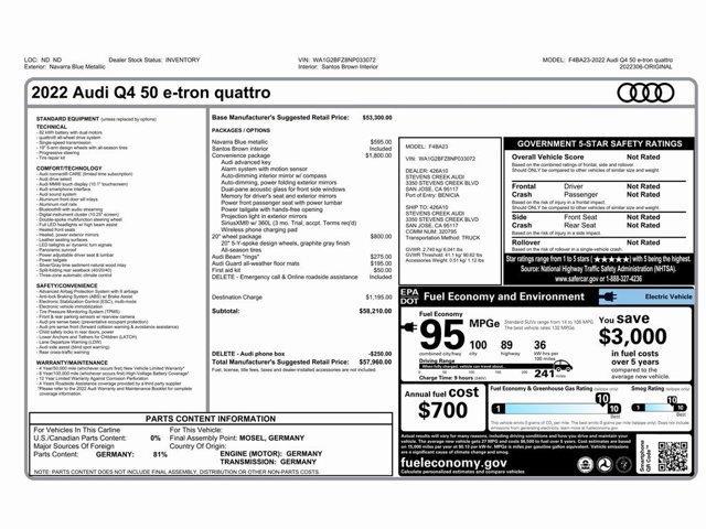 used 2022 Audi Q4 e-tron car, priced at $20,499