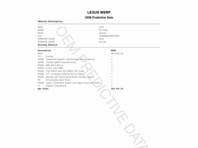 used 2023 Lexus RZ 450e car, priced at $28,999