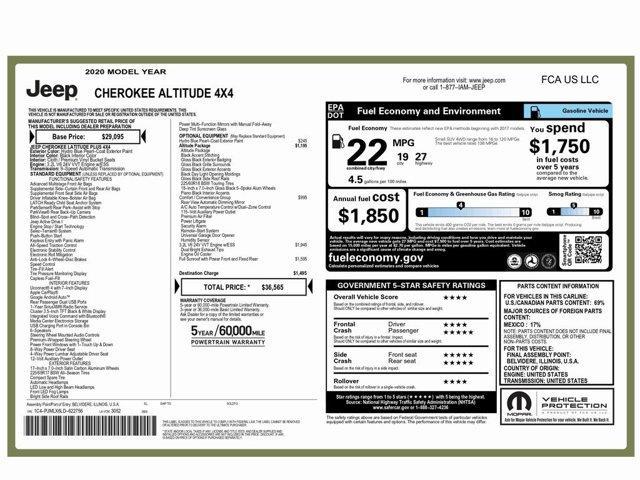 used 2020 Jeep Cherokee car, priced at $14,999