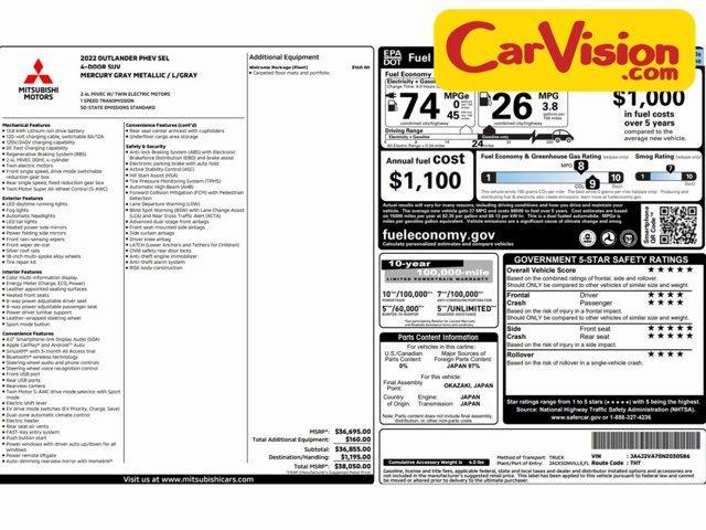 used 2022 Mitsubishi Outlander PHEV car, priced at $17,499