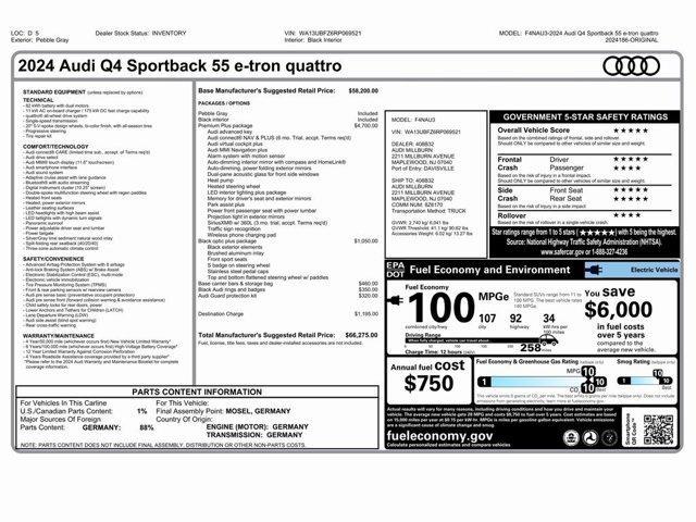 used 2024 Audi Q4 e-tron car, priced at $27,999