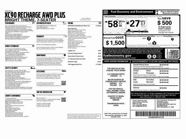 used 2023 Volvo XC90 Recharge Plug-In Hybrid car, priced at $38,999