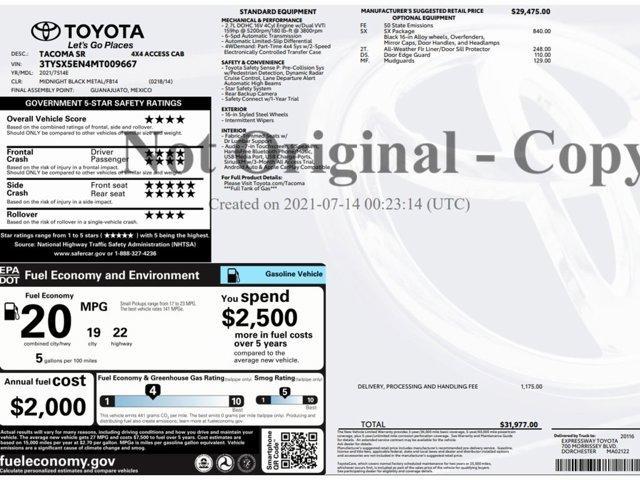 used 2021 Toyota Tacoma car, priced at $24,999