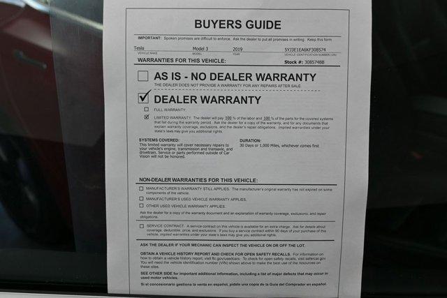 used 2019 Tesla Model 3 car, priced at $14,999