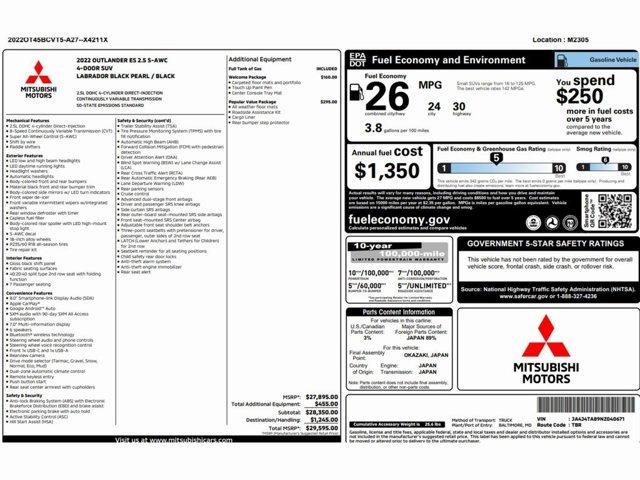 used 2022 Mitsubishi Outlander car, priced at $18,999
