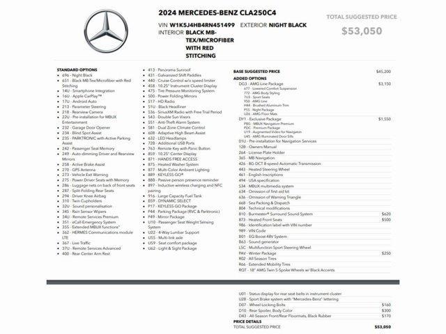 used 2024 Mercedes-Benz CLA 250 car, priced at $34,999