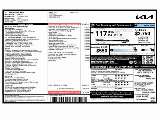 used 2022 Kia EV6 car, priced at $21,999