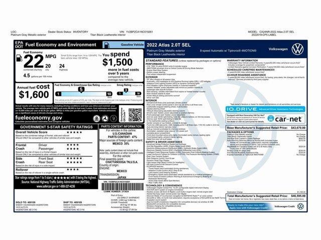 used 2022 Volkswagen Atlas car, priced at $28,999