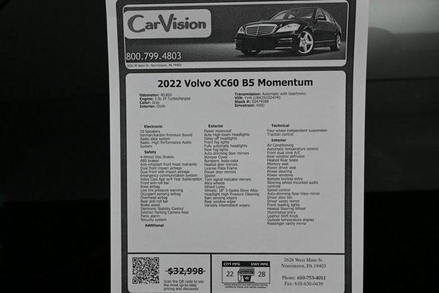 used 2022 Volvo XC60 car, priced at $26,999