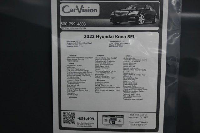 used 2023 Hyundai Kona car, priced at $19,499